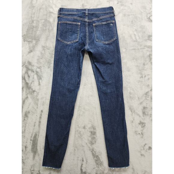 Rag & Bone 10 Inch Ankle Skinny Jeans Size 26 Blue High Rise Raw Hem Stretch - Picture 4 of 15